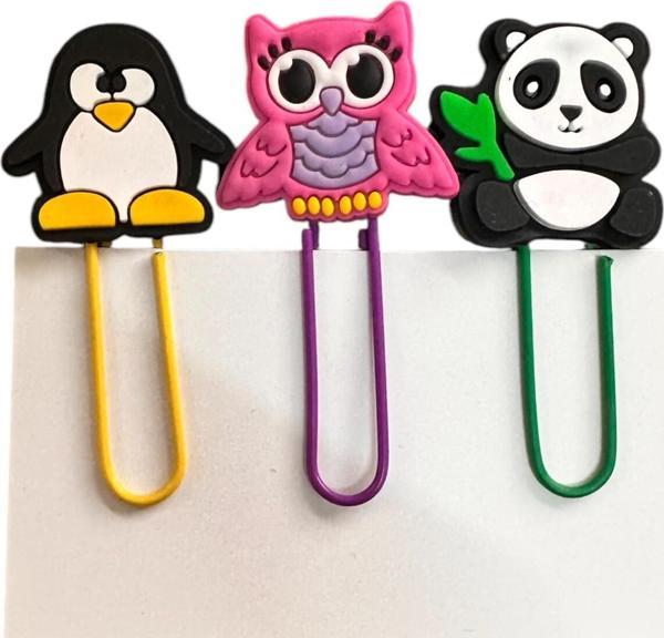 Buki'Nin Atölyesi Penguen Baykuş Panda Kitap Ayracı / Ataç 3 Lü Set - Image 1