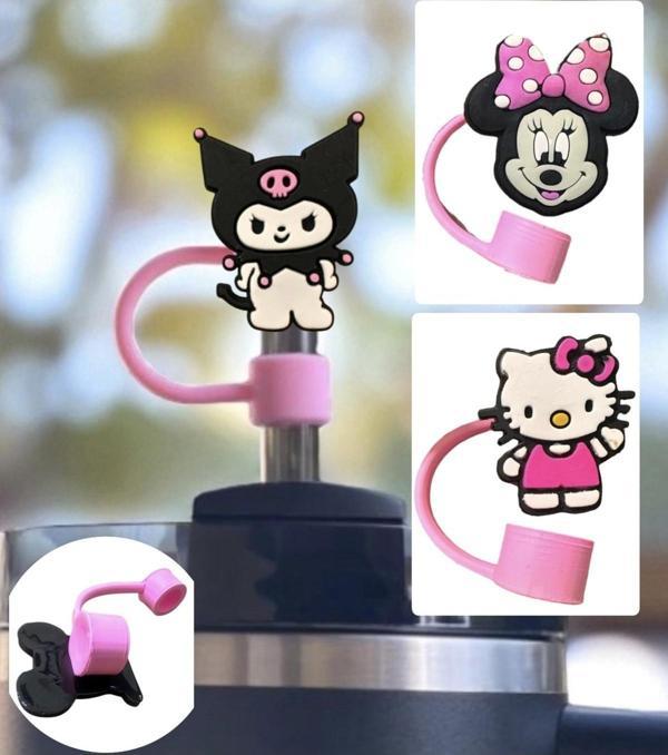 Buki'Nin Atölyesi Termos Uyumlu 3 Adet (10Mm) Toz Geçirmez Kuromi Hello Kity Figürlü Quencher Pipet Tıpası Kapağı - Image 1