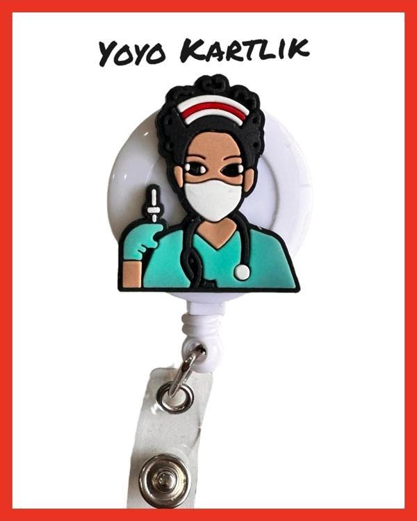 Buki'Nin Atölyesi Yoyo Yaka Kartlığı / Kartlık Figürlü Y032 Hastane Konsepti Hemşire Maskeli - Image 1