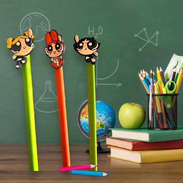 Buki'Nin Atölyesi 3D Powerpuff Girls Figürlü Kalem Başlığı Ve Kurşun Kalem A03 3 Lü Set - Image 1