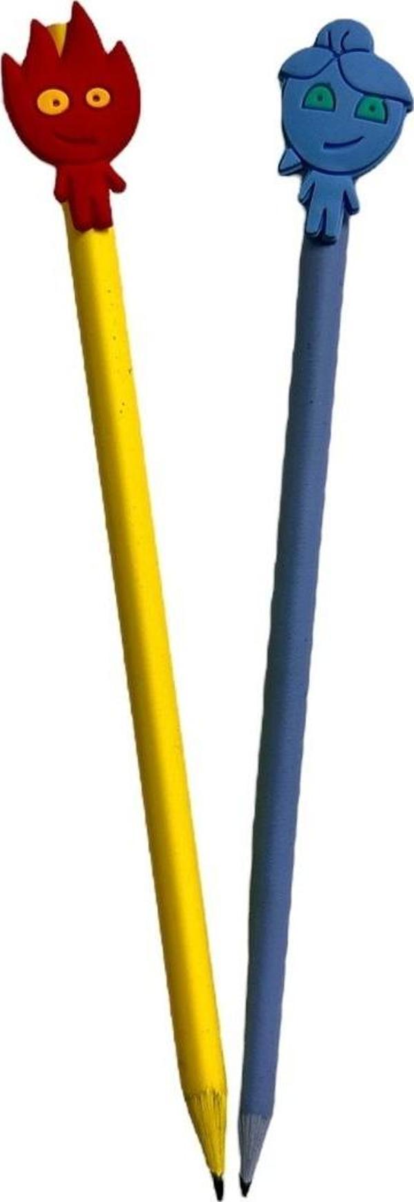 Buki'Nin Atölyesi 3D Ateş Ve Su Figürlü Kalem Başlığı Ve Kurşun Kalem A06 2 Li Set - Image 1