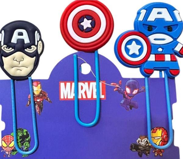 Buki'Nin Atölyesi Kaptan Amerika Kitap Ayracı / Ataç 3 Lü Set - Image 1