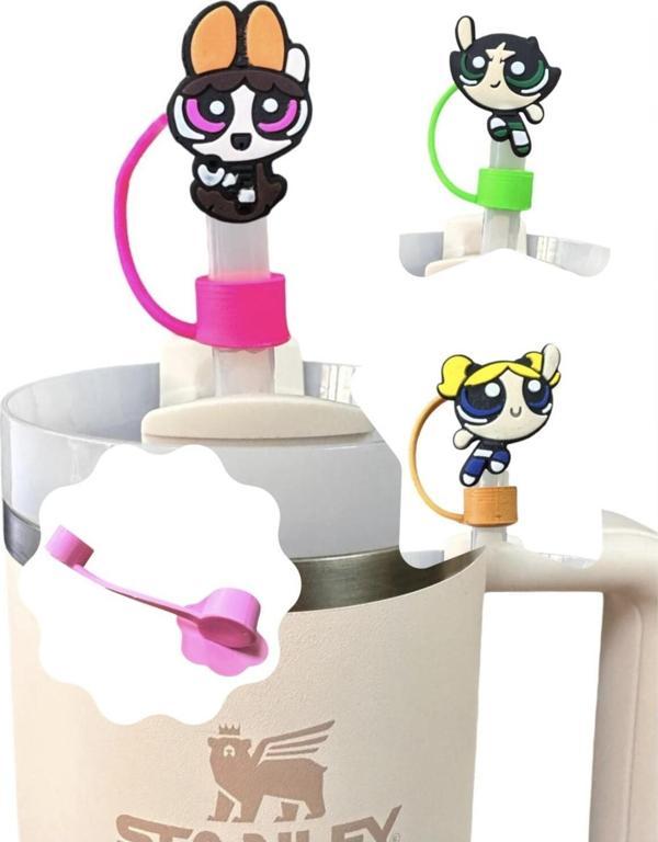 Buki'Nin Atölyesi Termos Uyumlu 3 Adet (10Mm) Toz Geçirmez Power Puff Girls Quencher Pipet Tıpası Kapağı - Image 1