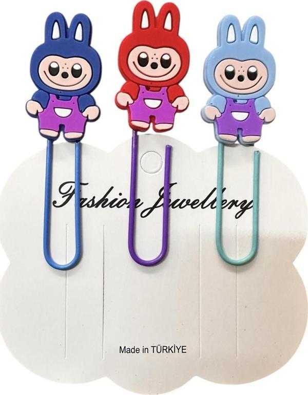 Buki'Nin Atölyesi Labubu Kitap Ayracı / Ataç 3 Lü Set - Image 1