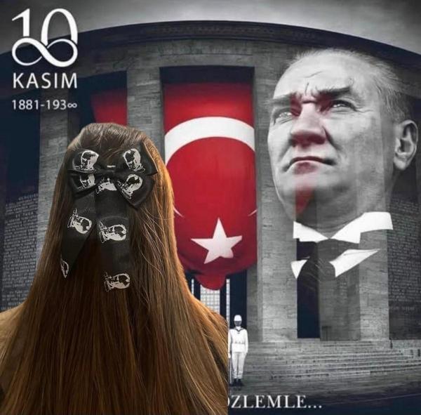 Buki'Nin Atölyesi Atatürk Temalı Çift Kat Kurdele Otomatik Saç Tokası - Image 1