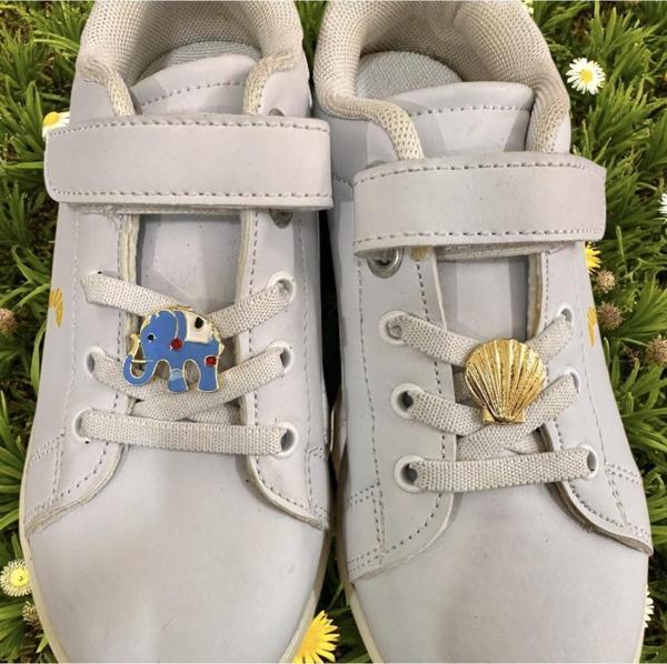 Buki'Nin Atölyesi Metal Spor Ayakkabı Bağcık Jibbitz / Charm / Süsü Klipsli 2 Li Fil Deniz Kabuğu - Image 1