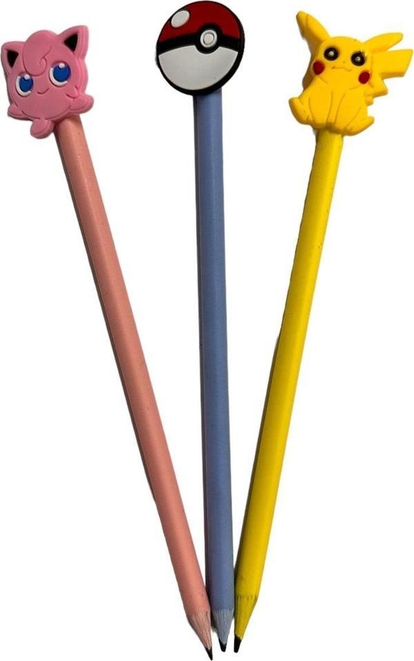 Buki'Nin Atölyesi 3D Pikachu Figürlü Kalem Başlığı Ve Kurşun Kalem A06 3 Lü Set - Image 1