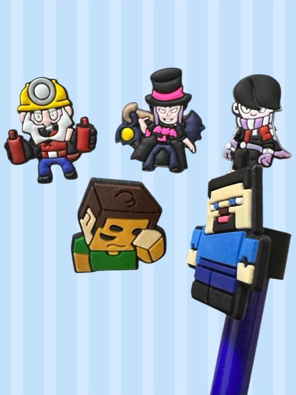 Buki'Nin Atölyesi Kalem Başlığı Süsü Figürlü 5 Li Set Brawl Stars Minecraft - Image 1