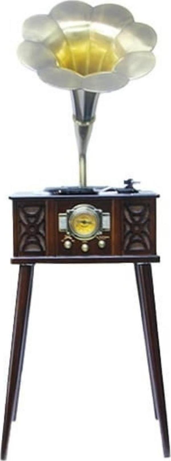 Gramofon Ahşap Standlı Plakçalar Radyo Bluetooth Usb Pikap CW004 - Image 1