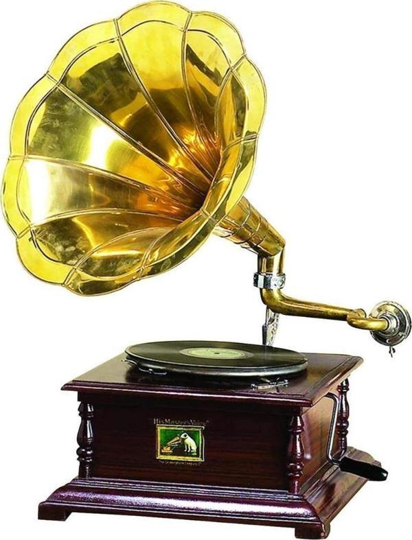 Gramofon Plakçalar Nostaljik Kurmalı Ahşap Kare ASIG509 - Image 1