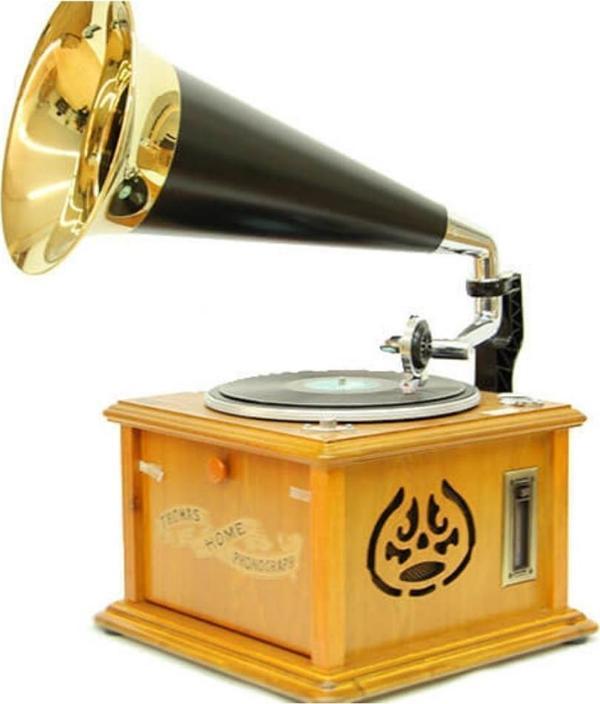 Gramofon Kare Ahşap Plakçalar Radyo Bluetooth Usb C0103 - Image 1