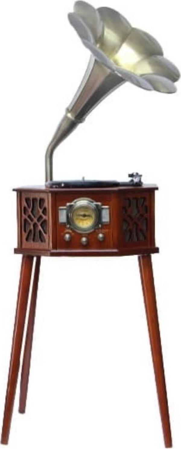 Gramofon Ahşap Standlı Pikap Plakçalar Radyo Bluetooth Usb 130cm CW003 - Image 1