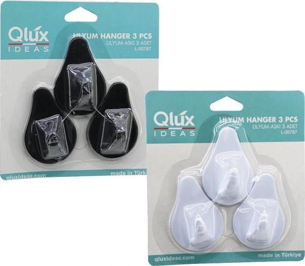 3pcs Lılyum Askı  Siyah - Beyaz Plastik   Yapışkanlı Montaj - Image 1