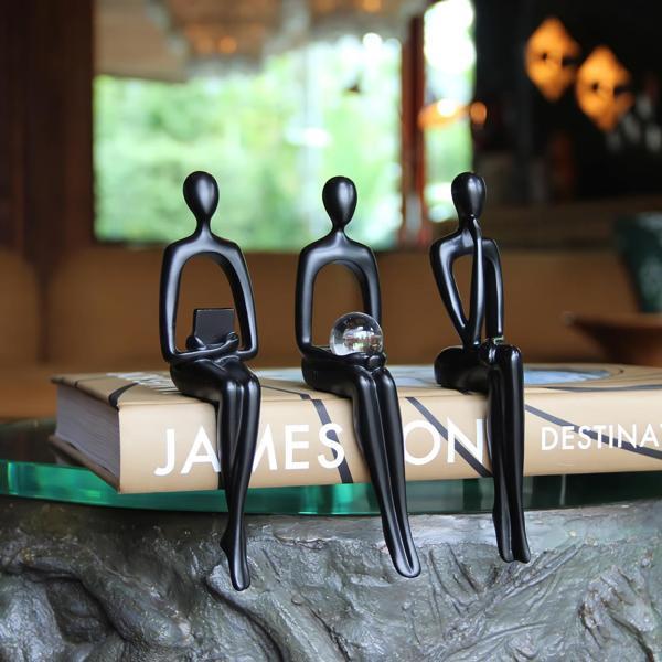 İskandinav Tarz Soyut 3lü Düşünen Heykel Dekoratif Biblo Ev & Ofis Hediyesi Özel Günler İçin Hediye - Image 1