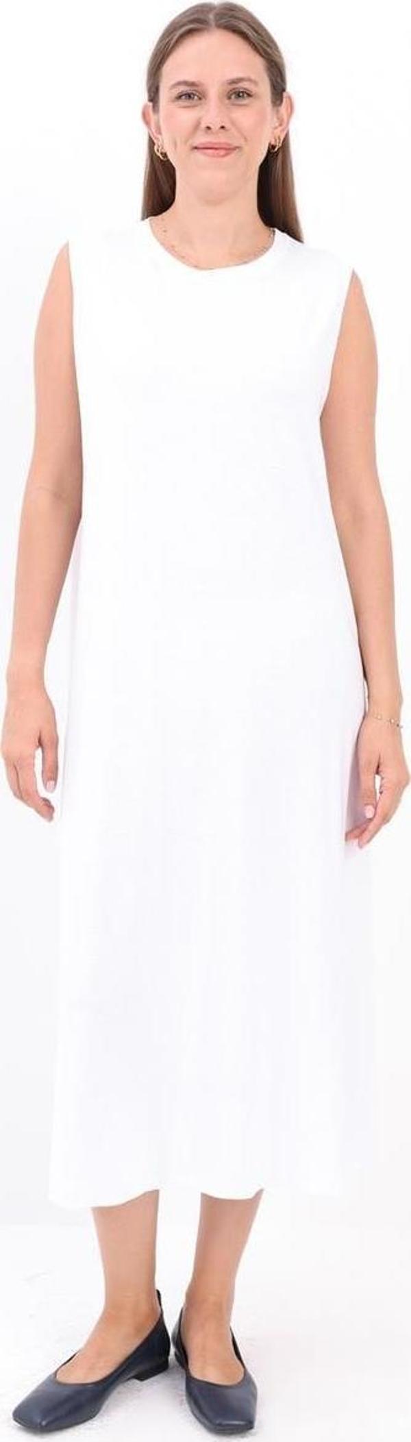 Kolsuz Uzun Düz Elbise - Image 1