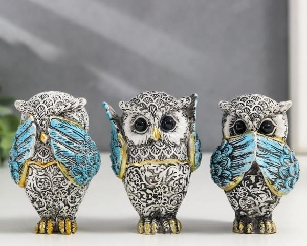 Görmedim Duymadım Bilmiyorum 3’lü Baykuş Biblo Heykel Ev Ofis Yeni Yıl Hediyesi Dekor Vitrin Süsü 2 - Image 1