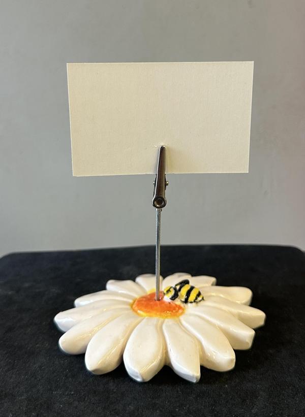 Arılı Papatya Formunda Seramik Notluk / Kartlık / Tütsülük - Image 1