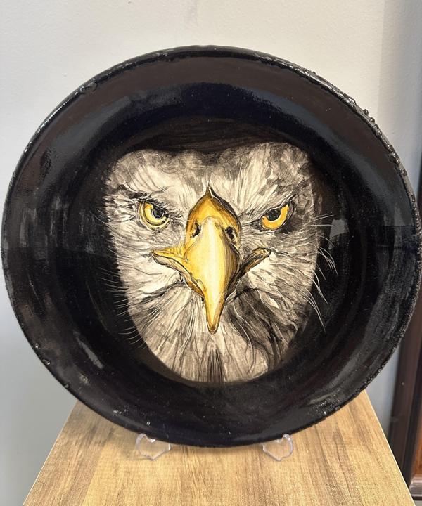 Dekoratif Kartal Figürlü Seramik Tabak - Image 1