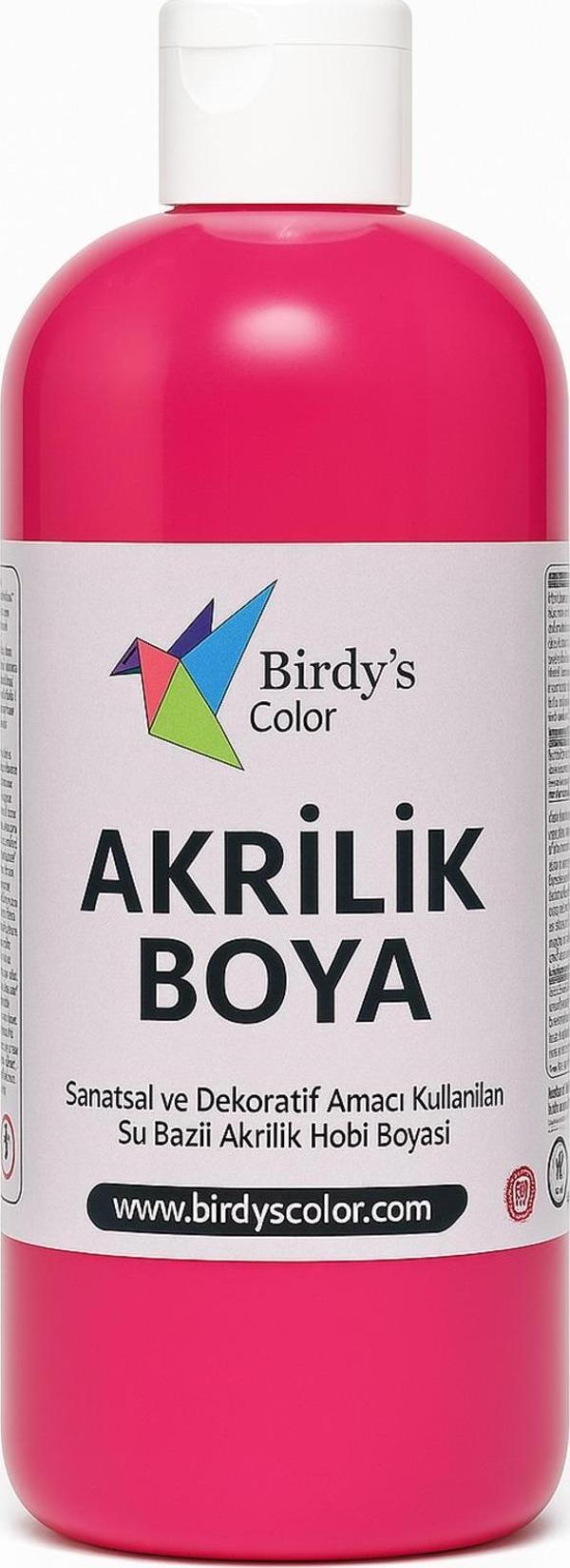 Birdy's Color Fuşya Akrilik Boya 500gr - 2li Fırça Hediyeli - Image 1