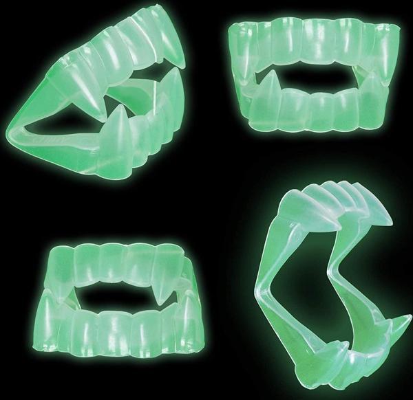 Büro Ev Ofis Gösteri Kostümü için Çift Damak Karanlıkta Fosforlu Takma Vampir Dişi - Image 1