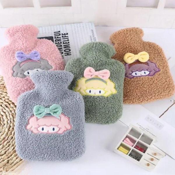 Büro Ev Ofis Kişisel Bakımı için 1LT Kurdele Örgülü Kız Polar Peluş Sıcak Su Torbası - Image 1