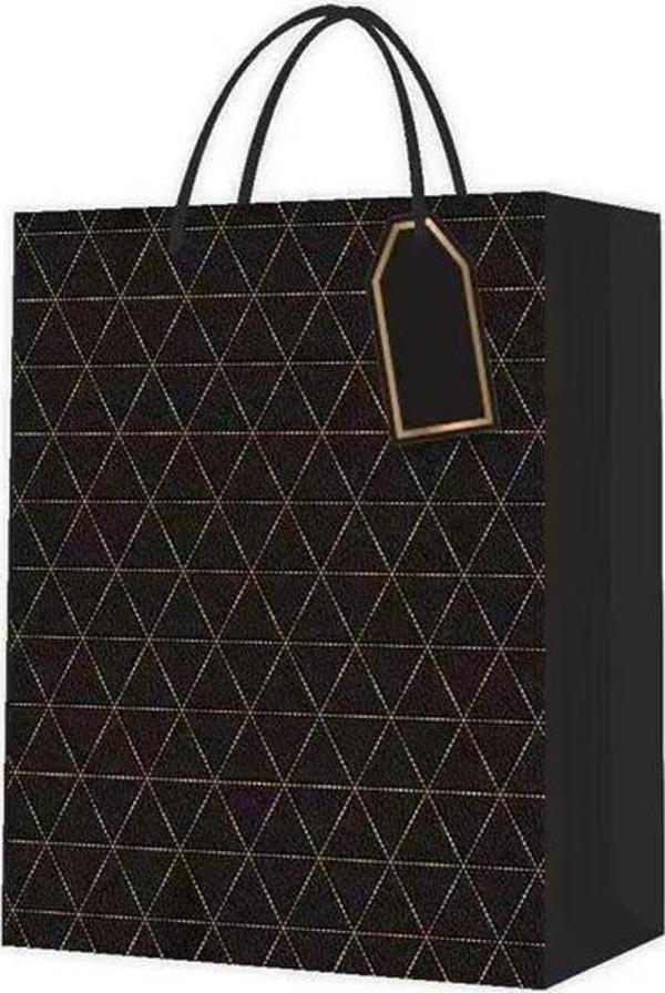 Büro Ev Ofis Hediyesi için Dekoratif Siyah Motif Mini Karton Çanta - Image 1