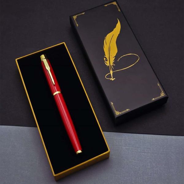 Büro Ev Ofis Hediyesi için Kutulu Tüylü Motif Kırmızı Roller Kalem - Image 1