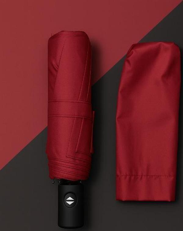 Büro Ev Ofis Hediyesi için Kılıflı Otomatik Kompakt Bordo Şemsiye - Image 1