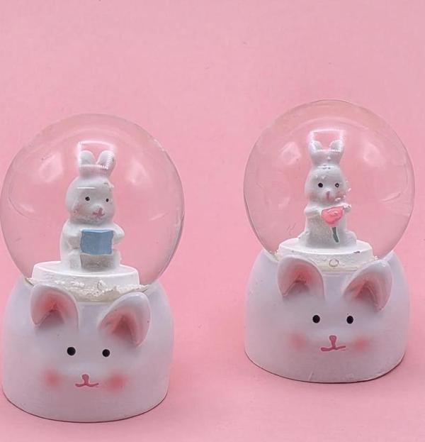 Büro Ev Ofis Dekoru için Tekli Mini Tavşan Tasarım Kar Küresi - Image 1