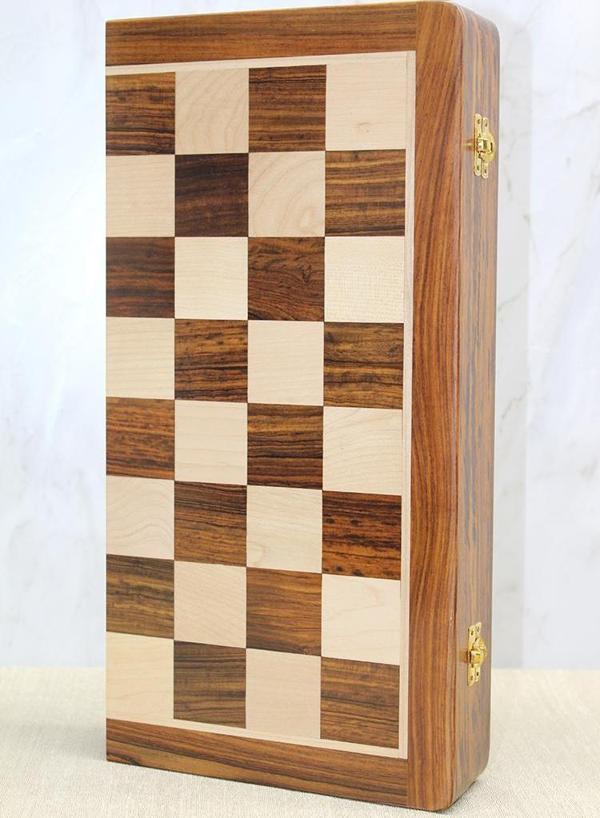 Büro Ev Ofis Hediyesi için 40CM Ahşap Kutulu Mıknatıs Taşlı Katlanır Satranç Seti - Image 1