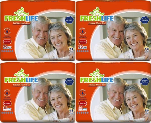 FreshLife Yetişkin Hasta Bezi Bel Bantlı L - Large - Büyük 120 Adet (4PK*30) - Image 1