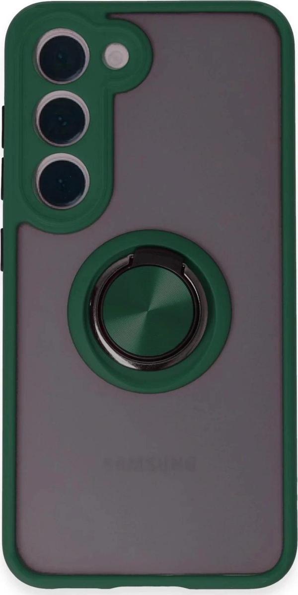 Samsung Galaxy S23 Kılıf Montreal Yüzüklü Silikon Kapak - Yeşil-(5796) - Image 1