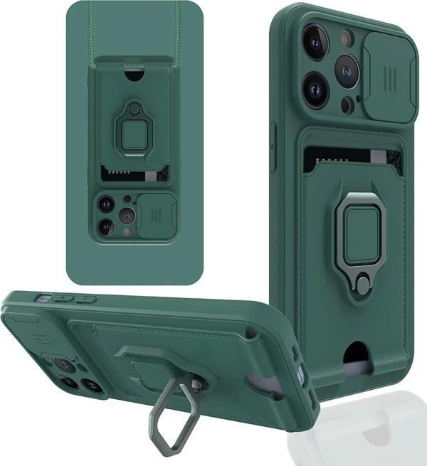 iPhone 14 Pro Max Kılıf Zuma Kartvizitli Yüzüklü Silikon - Yeşil-(5796) - Image 1