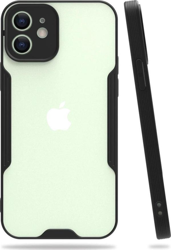 iPhone 12 Kılıf Platin Silikon - Siyah-(5796) - Image 1