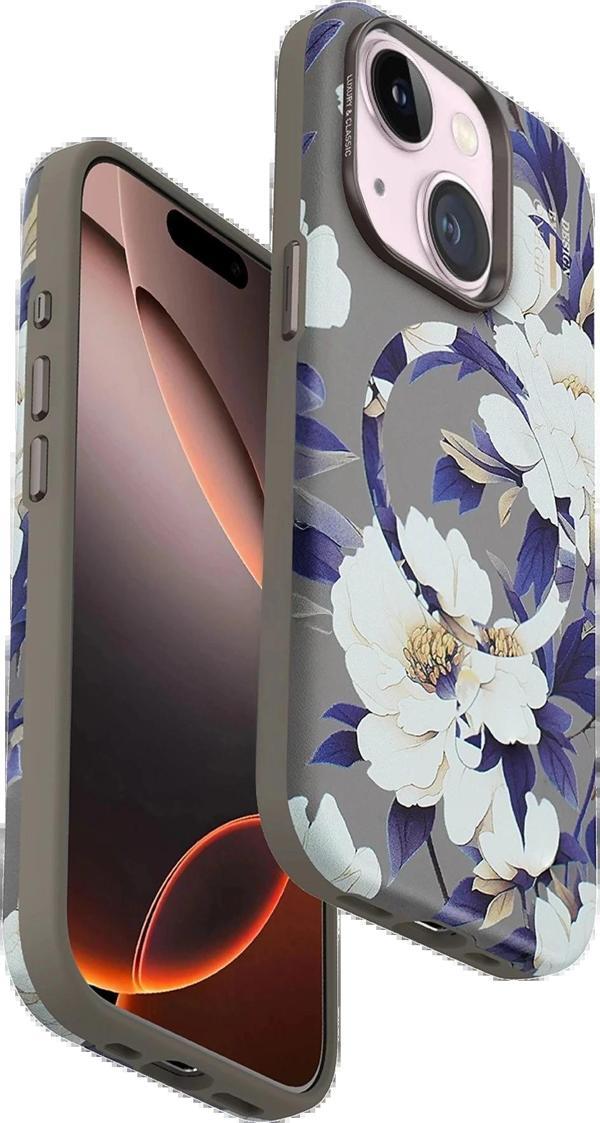 iPhone 15 Flower Series Magsafe Kapak - Gri-(5796) - Image 1