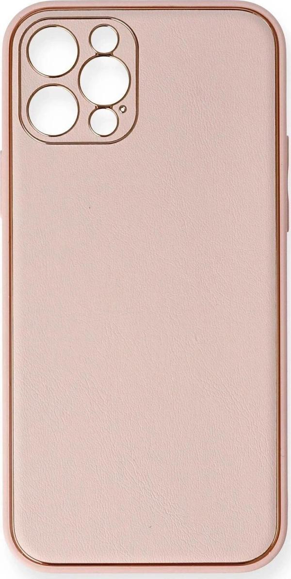 iPhone 12 Pro Kılıf Coco Deri Silikon Kapak - Pembe-(5796) - Image 1