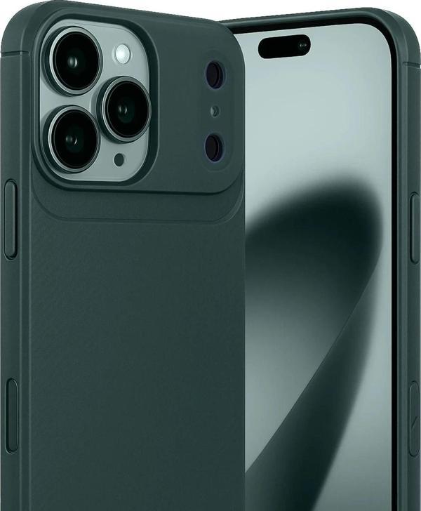 Apple iPhone 17 Pro Max Auto Focus Karbon Kapak - Koyu Yeşil-(5796) - Image 1