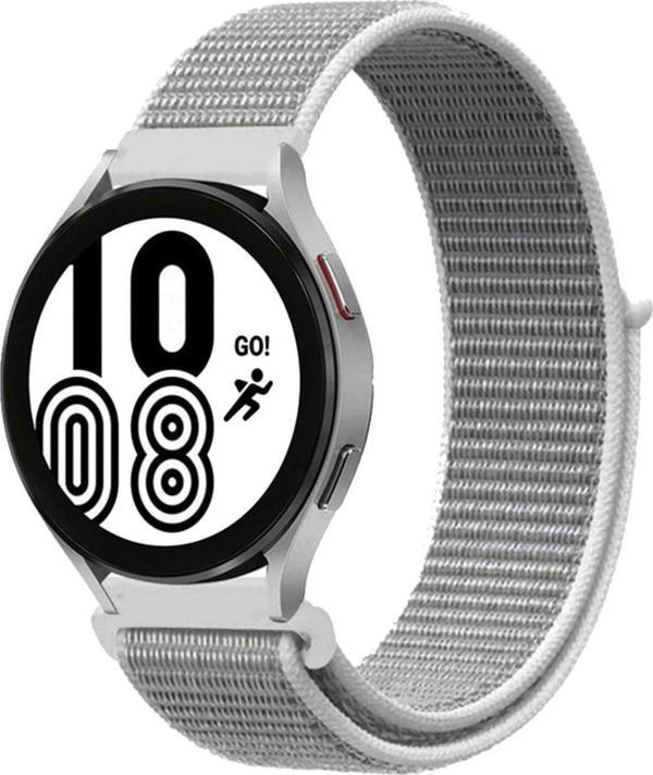 Samsung Galaxy Watch 4 Hasırlı Cırtcırtlı Kordon - Beyaz-(5796) - Image 1