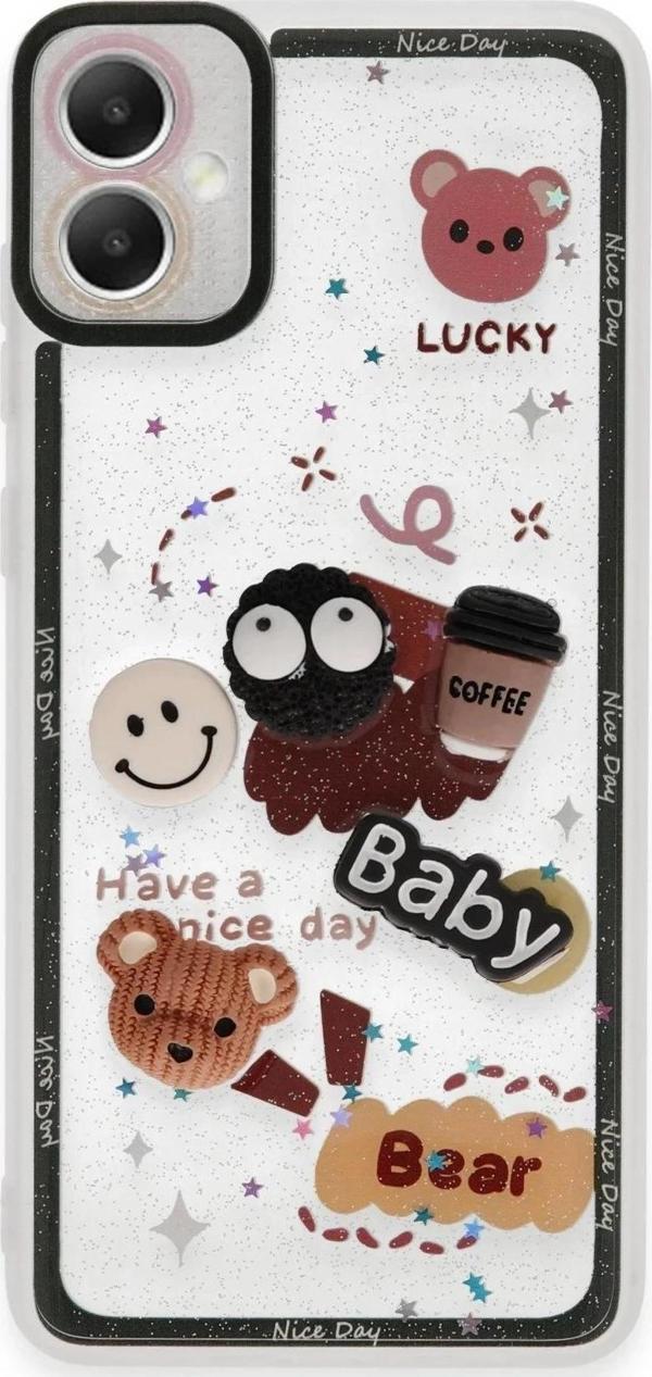 Samsung Galaxy A05 Kılıf Sweet Desenli Silikon Kapak - Sarı-(5796) - Image 1