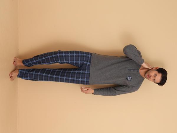 FLKN 7015 İnterlok Kışlık Ekose Pijamalı Erkek Pijama Takımı - Image 1