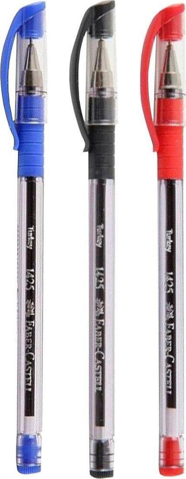 Faber Castell 1425 Mavi-Siyah-Kırmızı Tükenmez Kalem 3'Lü Set - Image 1