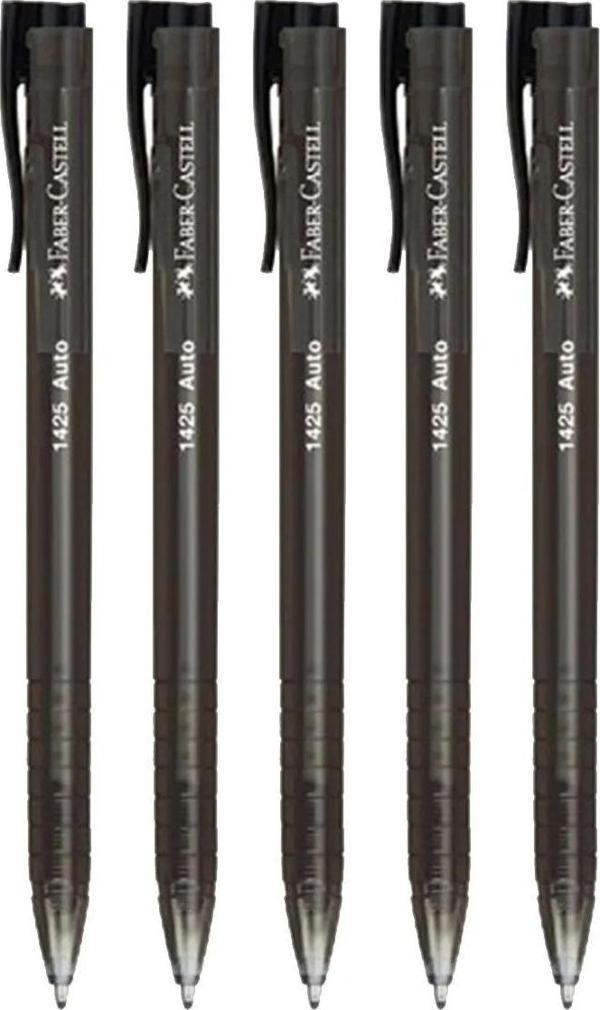 Faber Castell 1425 Auto Basmalı Tükenmez Kalem Siyah - 5 Adet - Image 1