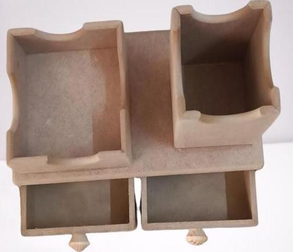 Bengi Ticaret Hobi ADN Dekoratif Çift Çekmeceli Kalemlik Ahşap MDF HAM CNC Kesim El Yapımı - Image 1