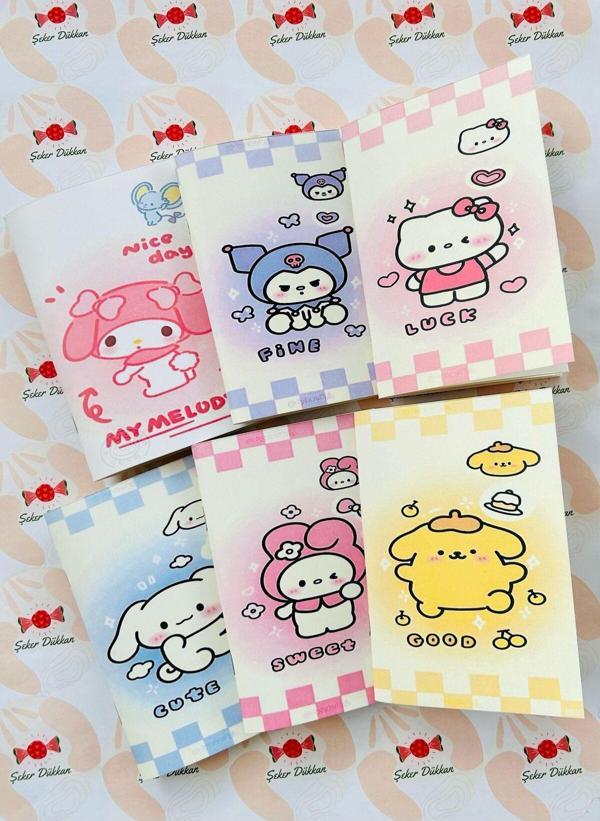 Kuromi (Mymelody,Fine,Luck,Cute,Sweet,Good) 6Lı (Not) Defteri Çizgisiz - Image 1
