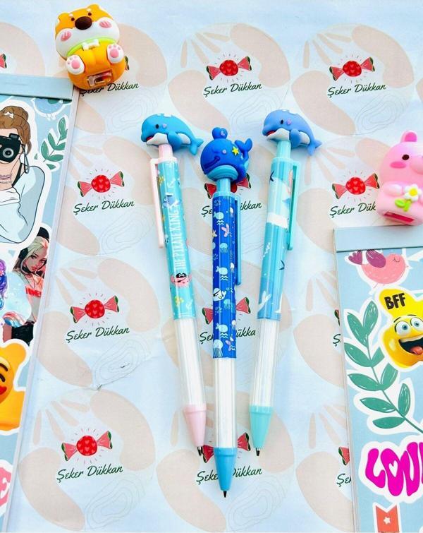 Öz Kırtasiye Yunus Balık Desenli 0.7 Uçlu Kalem 1 Adet (Hediyeli) - Image 1