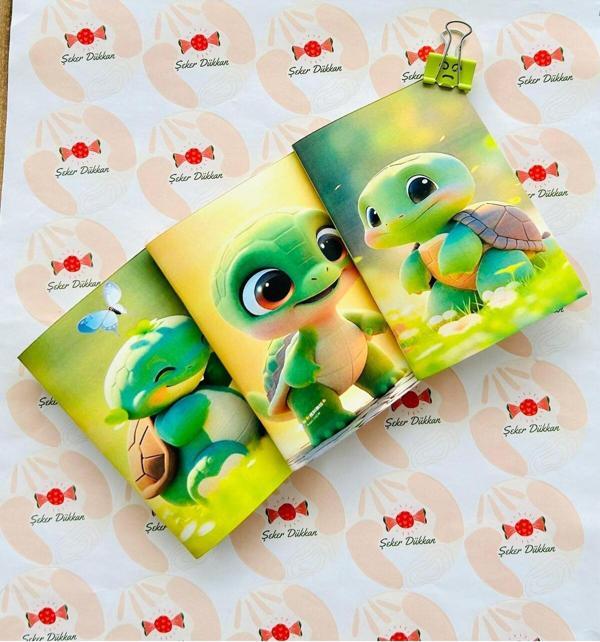 Öz Kırtasiye Kaplumbağa 3'Lü Not Defteri Çizgisiz - Image 1