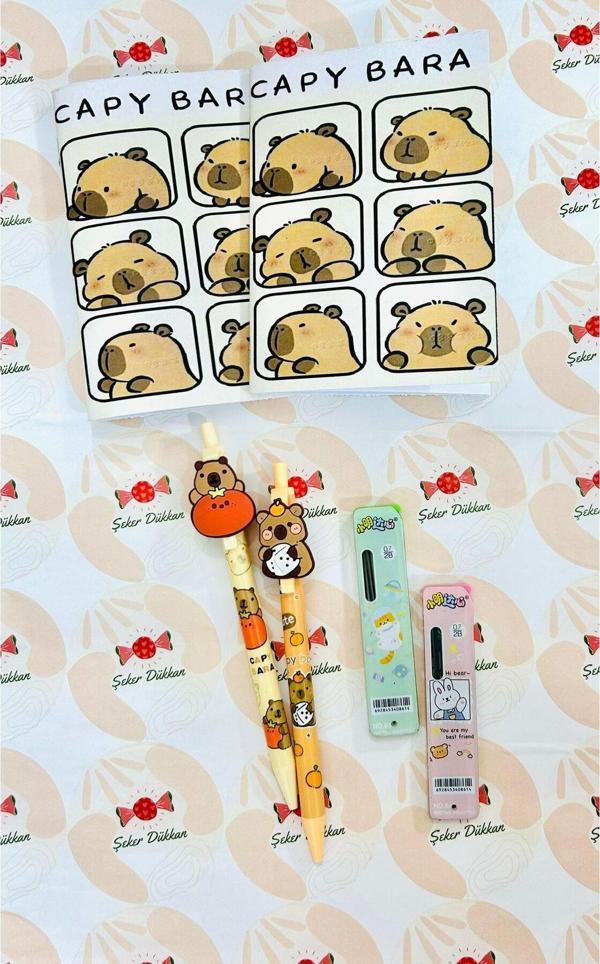 Öz Kırtasiye Capy Bara Kırtasiye Seti (2Defter+2Uçlukalem+2Uç) - Image 1