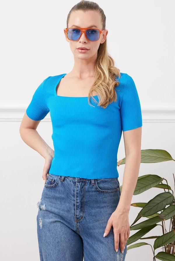 U Yaka Triko Yazlık Bluz - Image 1