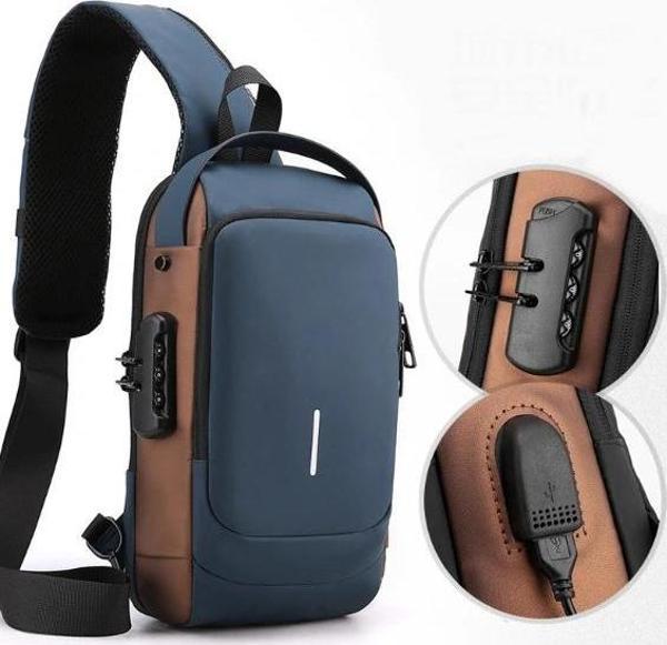 Powerbank Destekli Erkek Ön Göğüs Çantası - Image 1