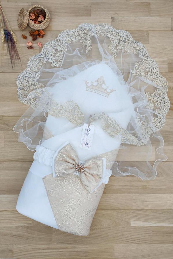 Kız Erkek Bebek Unisex Lüks Duvaklı Kundak Battaniye - Image 1